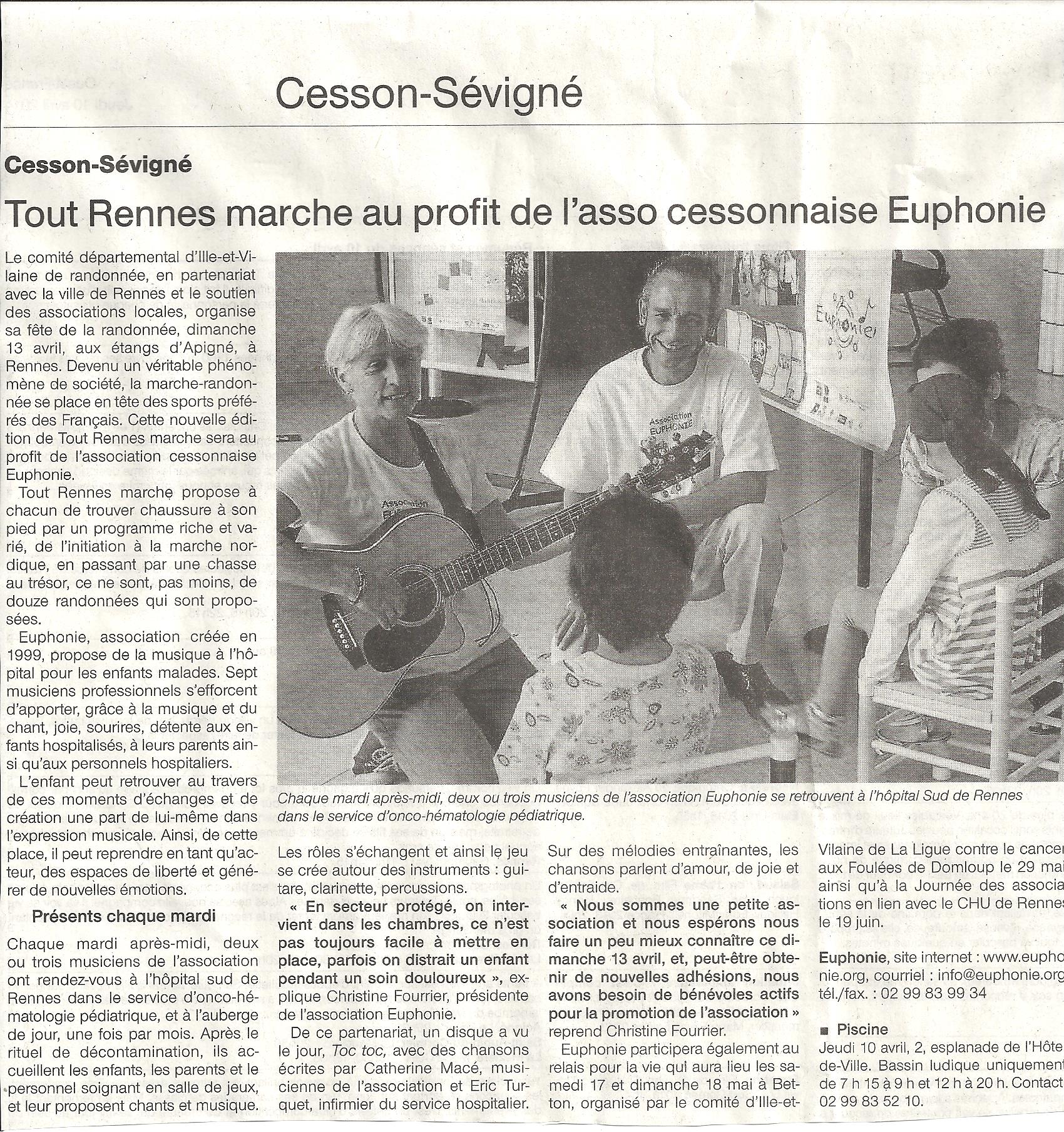 Article OUEST FRANCE du 10 avril 2014